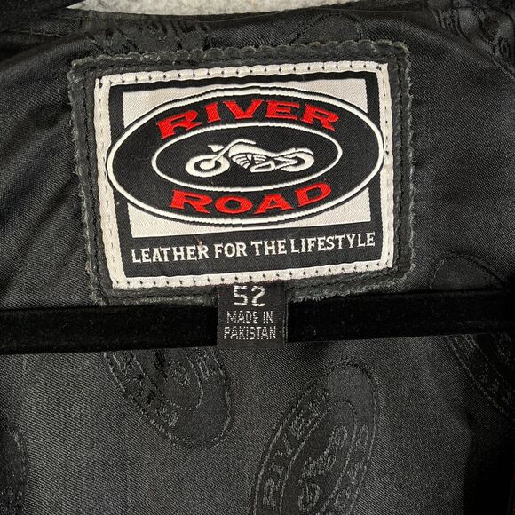 Leather Vest Jesus Patch Vest Men 52 2XL River Road Motorcycle Lace Up Sides - Picture 7 of 12